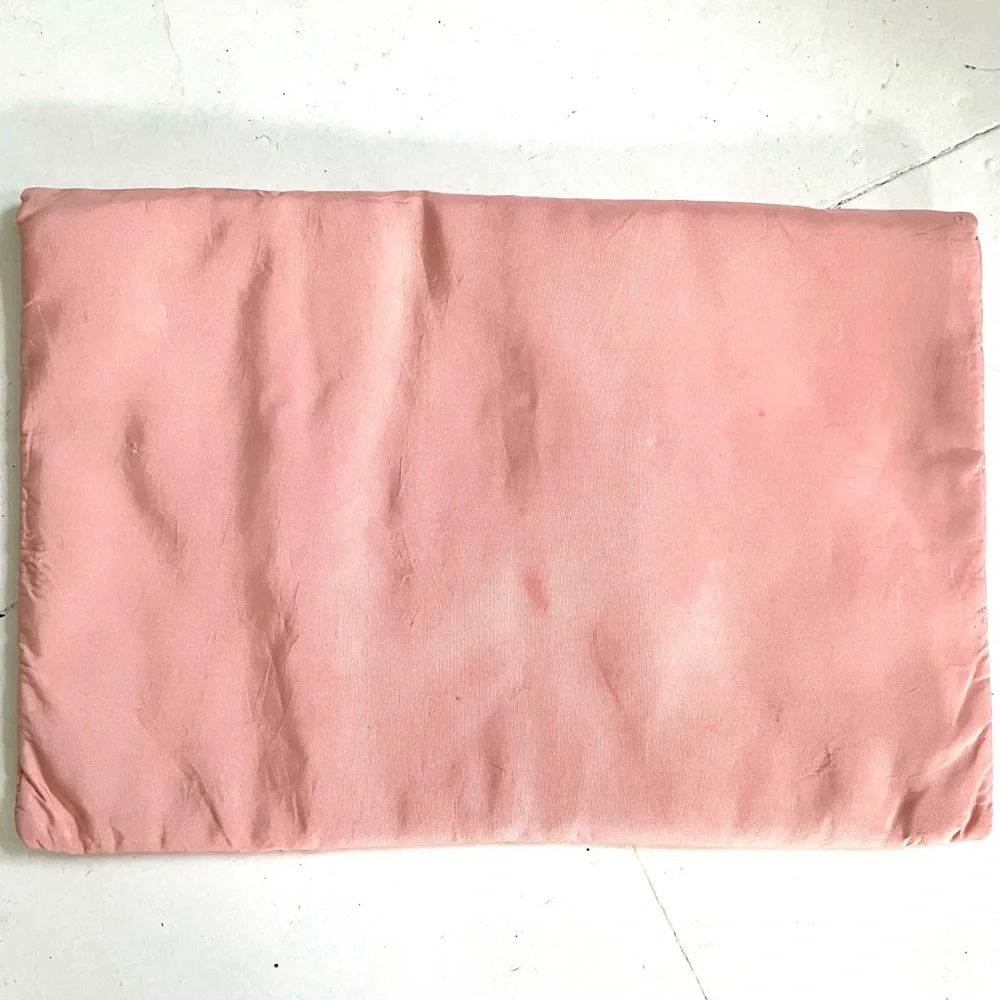 Vintage antique Edwardian pink satin lingerie bag lace bow
